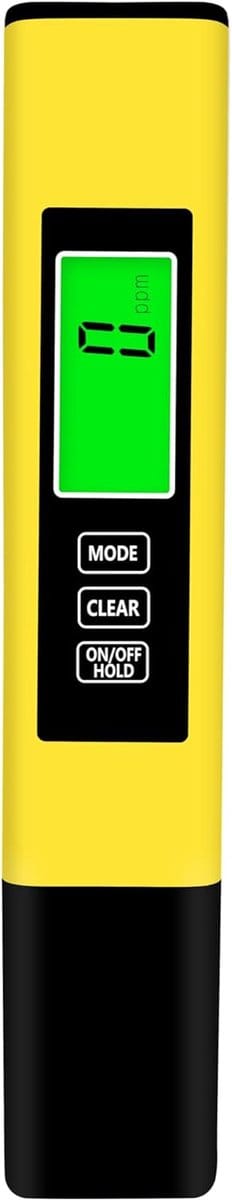 Watertester - Betrouwbaar en nauwkeurig - 3 in 1 - TDS-meter - 0-9990 PPM-meter - EC en thermometer - Draagbare watertester - Digitale watertester - Professionele drinkwatertest - Geel