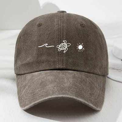 Baseballpet met Schildpadpatroon Gedrukt Voor Dagelijkse Casual Stijl, Modieuze Strand Buiten Anti-Knikkende Eendenbekpet voor Mannen en Vrouwen Adjustable black