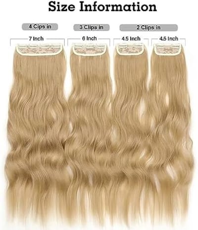 Clip-in hairextensies - 24 inch synthetische haarlokken met natuurlijke golven