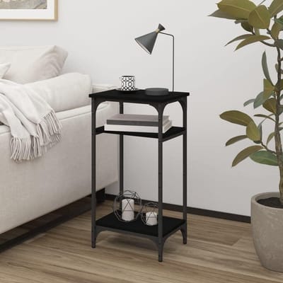 Industriële bijzettafel - Houten bijzettafel - Woonkamer opbergruimte - Verstelbare poten - 40 x 30 x 75 cm - Zwart