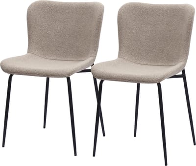 MODFU - Eetkamerstoelen - Hoge Ronde Rugleuning - Ergonomisch - Modern - Stof En Metaal - Khaki - Set Van 2
