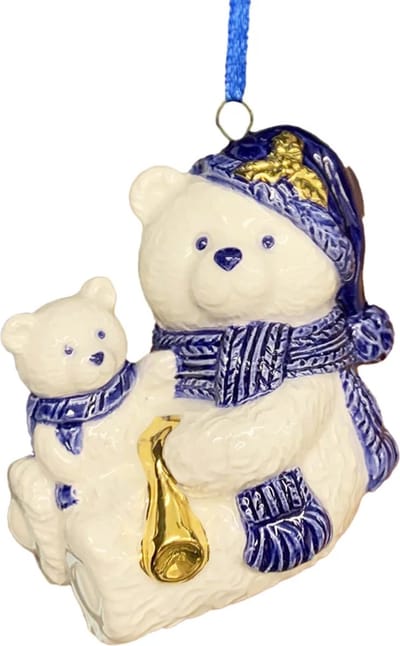 Kerstboom hanger Holland beertjes Delftsblauw en goud