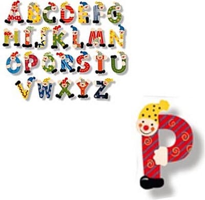 Houten naam letter clown, P