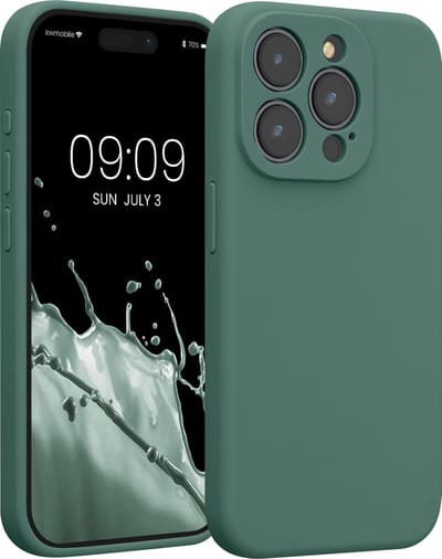 kwmobile telefoonhoesje geschikt voor Apple iPhone 15 Pro - TPU backcover met siliconen coating - Smartphone case in dennengroen