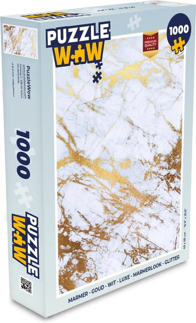 Puzzel Marmer - Goud - Wit - Luxe - Marmerlook - Glitter - Legpuzzel - Puzzel 1000 stukjes volwassenen