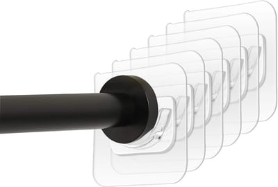 Dailygoods- Douchegordijnstangen 6 stuks - Zelfklevende Houder - Wandmontage - Transparant - ABS - Schokbestendig - Douchestanghouders
