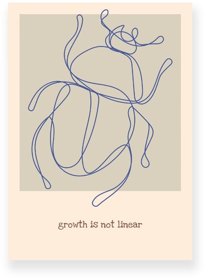 Poster 20x30 cm - Kever - Lijntekening - Lichtgroen - Beige - Motivation - Natuur - Muurdecoratie - Wanddecoratie