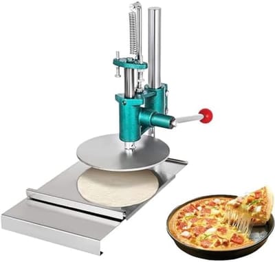 Deegpers Machine - Deegroller Pastry Maker - Pizza Deeg Maken - Verstelbare Dikte - 14cm Diameter - Zilver