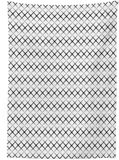 ABAKUHAUS Tafelkleed 140x170 – Geometrisch Satijnmix – Wit/Zwart, Wasbaar