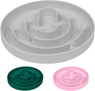 Hondenvoerbak - Voerbak Hond Slowfeeder - Gezond Eten - Interactief Maze Ontwerp - 15 x 15 x 2 cm - Grijs