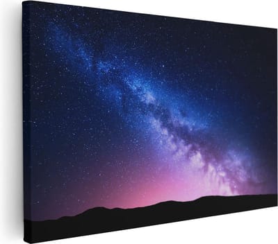 Artaza Canvas Schilderij Sterrenhemel - 30x20 cm - Klein - Muurdecoratie Melkweg - Wanddecoratie Landschap - Kamer Accessoires Universum