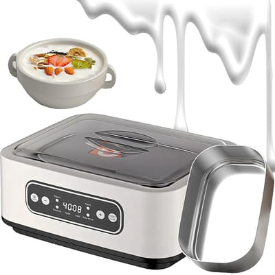 1600 ml Ultimate Yoghurtmaker - 26 × 21 × 12 cm - met 36-uurs timer - automatische yoghurtmaker - met temperatuurregeling LED-display - eenvoudig schoon te maken, geen kopjes nodig om verse, gezonde desserts te maken - wit - 2stuk