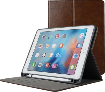 Dasaja leren case / hoes bruin met pencil houder geschikt voor iPad 9.7 (2017 / 2018)