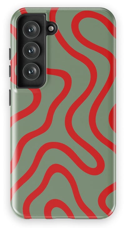 DripCase Curvy Lines Hoesje Samsung Galaxy S23 | Backcover met Mag | Design Tough Case Samsung Galaxy S23 Crimson Terrain