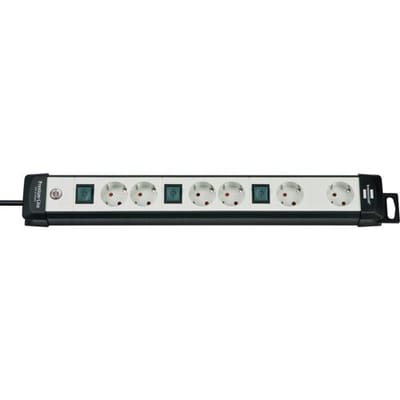 Premium-Line Techniek stekkerdoos 6-voudig zwart/lichtgrijs 3m H05VV-F 3G1,5 2-voudig schakelbare speciaal geordend voor adapterstekkers