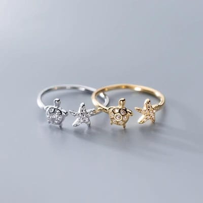 Koper Schattige Schildpadden Zeester Ring Voor Vrouwen Sieraden Vinger Verstelbaar Open Ring Voor Feest Verjaardagscadeau resizable gray
