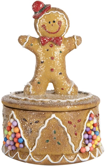 Clayre & Eef Voorraadpot Gingerbread man Ø 7x11 cm Bruin Kunststof