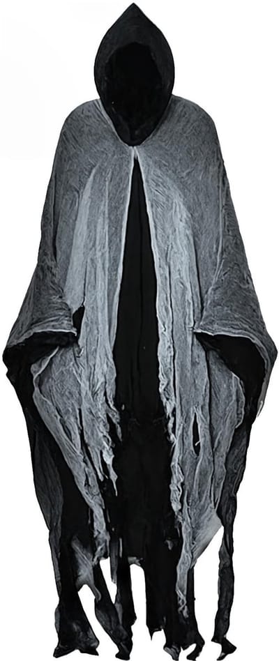 Dailygoods- Cape met capuchon - Halloween kostuum - Vampierkostuum - Spookdesign - Ademend mesh - Geschikt voor carnaval/Kerstmis
