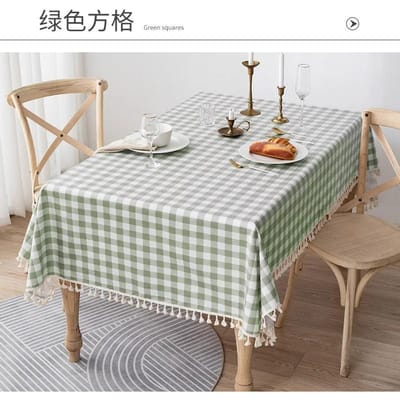 Modern Eenvoudig Geruit Tafelkleed Pastorale Katoen Linnen Eettafel Tafelkleed Kant Stofdichte Hoes Handdoek Theedoek Tafelloper 90x90cm