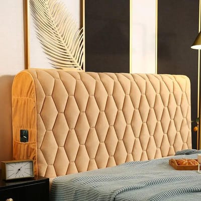 Luxe dikke fluwelen gewatteerde hoofdbordhoes effen kleur hoogwaardige all-inclusive bedovertrek zachte pluche bedhoofdhoes W150 x H68cm