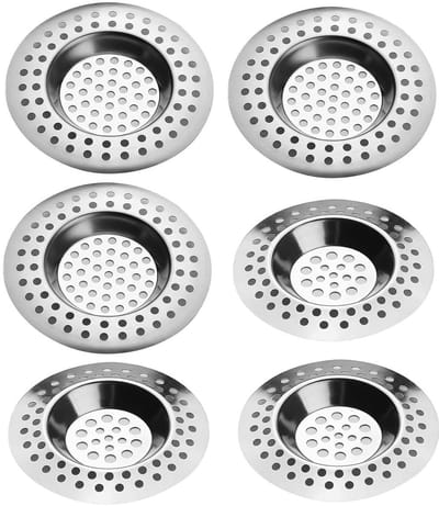Dailygoods- Afvoerzeef Roestvrij Staal - 6 Stuks - Gootsteen/Keuken - Doucheafvoer - Afvoerbescherming - Haarfilter - Geschikt voor Badkuip - Gootsteenzeef