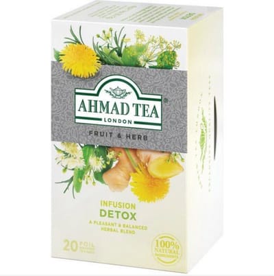 Ahmad Tea London Fruit & Kruiden Infusie – Paardenbloem, Gember & Pepermunt – Kruidenthee – 20 Theezakjes