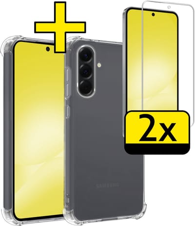 Hoesje - Met Screenprotector - 2 Stuks - Geschikt voor Samsung Galaxy A56 - Sterk & Shockproof - Siliconen Case - Back Cover - Telefoon Hoes - Shock Proof - Telefoonhoesjes - Transparant