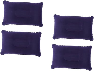 Opblaasbare Kussens - Reis Kussens - Kamperen en Reizen - Compact en Ultralicht - 4 Stuks - Donkerblauw