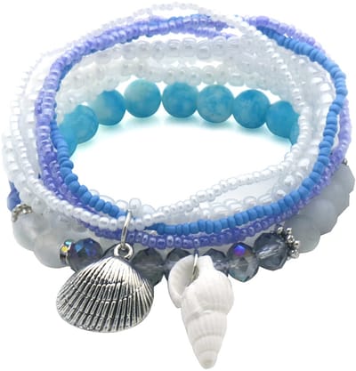 Kralen Armband - Blauw - armbandenset - elastiek - multicolor - cadeau - geschenk - verjaardag - feest - feestdagen