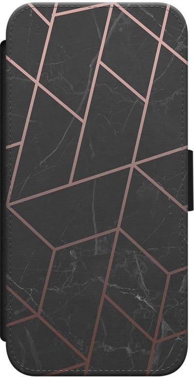 Casimoda® bookcase - Geschikt voor iPhone 8 - Hoesje met pasjeshouder - Marble / Marmer patroon - Zwart - Kunstleer