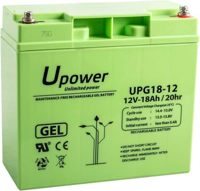 Loodaccu Gel - Oplaadbare Batterij - Apparaten Voeden - Onderhoudsvrij - 18 Ah 12 V - Zwart