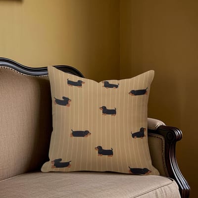 Dachshund Strepen vierkante Jacquard Kussenhoes voor Bank Kantoor Lendenkussenhoes Huis Decoratieve Kussensloop 50x50cm