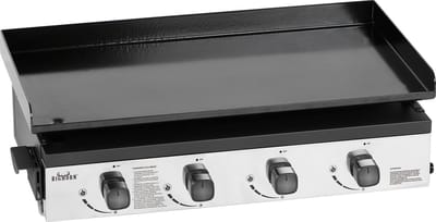 BIGHORN Gas Plancha BBQ met 4 Branders (9,96 kW) – Geëmailleerde Stalen Bakplaat – Compact Tafelmodel – Zwart