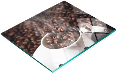Decoratieve glazen keukensnijplank/koffiemok 60x52 cm