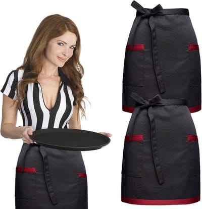 Praktische Schort met 2 Zakjes voor Koken, Bediening en Thuisgebruik - 44 x 69 cm, Ideaal voor Cafés en Restaurants