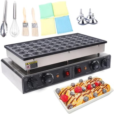 Poffertjesmakers 50 gaten - Mini pannenkoekenpan - Snelle snacks maken - Gelijkmatige verwarming - 62 x 24 x 40 cm