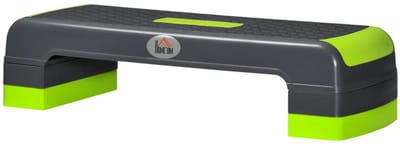 Fitness Step - Stepper - Aerobic Step - Stepbank - In Hoogte Verstelbaar 10‑20 cm - Antislip - Stepper Fitness - Fitnessstep - voor Thuis, Sportschool, Kantoor - voor Revalidatie en Krachttraining - Grijs/Groen