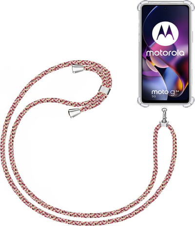 Telefoonkoord + Hoesje Geschikt voor Motorola Moto G54 - Lengte Verstelbaar - Telefoonketting - Shock Proof Case - Meerkleurig