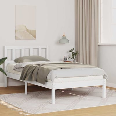 vidaXL - Bedframe - met - hoofdeinde - Wit - 90 - x - 200 - cm - Massief - grenenhout