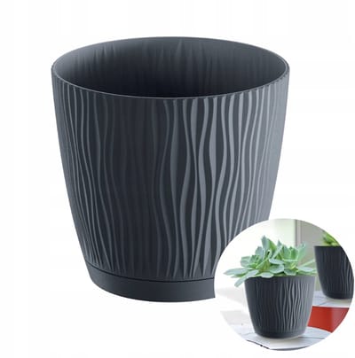 Antraciet Plantenbak met Schotel Sandy P 10,8x10,2 cm 0,6L