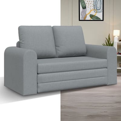 Slaapbank - Uitklapbaar - Slaapstoel - Logeerbed - Zetelbed - Slaapfauteuil - Vouwbed - 2 persoons - Zeer comfortabel - Lichtgrijs
