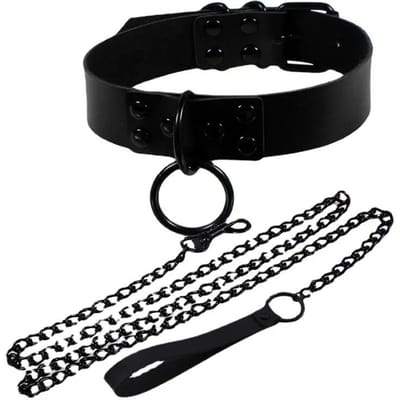 Style Gothique Sombre Couleur Unie Choker Chaîne Corde de Traction Mode Femme Collier en Cuir Punk Street Dance Fête Accessoires Cool blanc