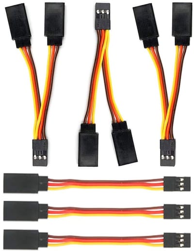 6 Stuks Servo Extensiekabels 75mm voor RC Drones, Helikopters en Auto's - 1 naar 2 Y Kabel met JR Male en Futaba Female Connectoren