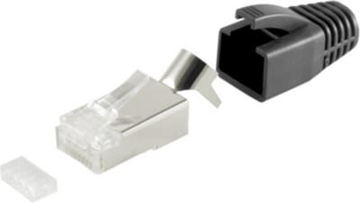 RJ45 krimp connectoren (STP) voor CAT6/6a/7/7a netwerkkabel (vast/flexibel) - 20 stuks (3-delig) / zwart