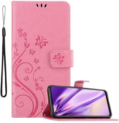 Cadorabo Hoesje geschikt voor Huawei NOVA 6 SE / P40 LITE / NOVA 7i in BLOEMEN ROZE - Beschermhoes in bloemmotief met magnetische sluiting, standfunctie en kaartsleuven Book Case Cover Etui