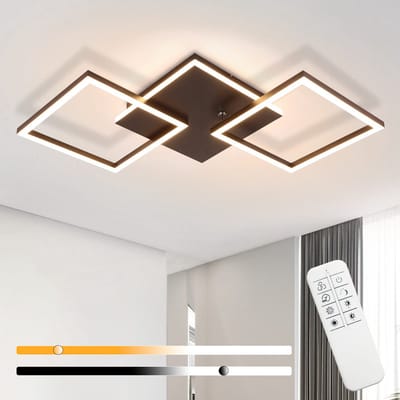 NETTLIFE Plafondlamp LED - dimbaar - 3 lichts - vierkant - zwart - modern Plafondverlichting - 36W - met afstandsbediening - voor Woonkamer | Slaafkamer | Keuken