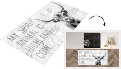 Keukenloper - Loper keuken - Quote - Schotse hooglander - Marmer - 120x60 cm - Keukenloper vinyl