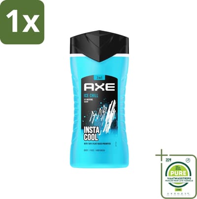 1 x Axe - 3-in-1 Douchegel - Ice Chill - Icy Menthol - Insta Cool - 100% Plantaardig - 150 ml - 3-in-1 Douchegel - Bevroren Munt Geur - Douchegel Voor Gezicht En Haar - Onweerstaanbare Geur - Frisheid