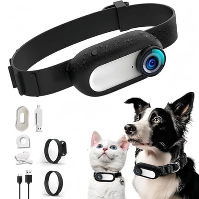 1080P HD mini-huisdierencamera halsband, 170° groothoek voor honden en katten, draagbare body- en sportactiecamera voor huisdieren, compacte hondentracker halsband.