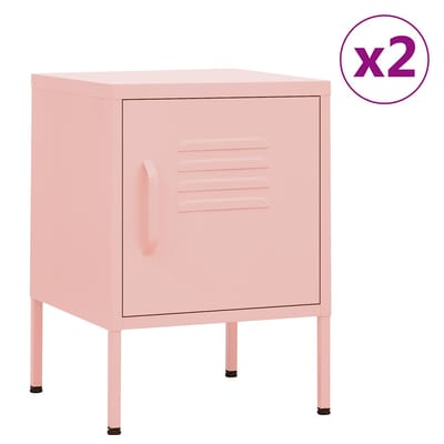 vidaXL - Nachtkastjes - 2 - st - 35x35x51 - cm - staal - roze